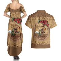 Cowboy Christmas Couples Matching Summer Maxi Dress and Hawaiian Shirt Giddy Up Jingle Horse Brown Version - Wonder Print Shop