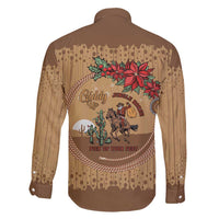 Cowboy Christmas Family Matching Long Sleeve Bodycon Dress and Hawaiian Shirt Giddy Up Jingle Horse Brown Version - Wonder Print Shop