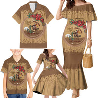 Cowboy Christmas Family Matching Mermaid Dress and Hawaiian Shirt Giddy Up Jingle Horse Brown Version - Wonder Print Shop