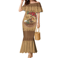 Cowboy Christmas Family Matching Mermaid Dress and Hawaiian Shirt Giddy Up Jingle Horse Brown Version - Wonder Print Shop