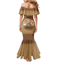 Cowboy Christmas Family Matching Mermaid Dress and Hawaiian Shirt Giddy Up Jingle Horse Brown Version - Wonder Print Shop