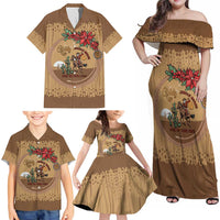 Cowboy Christmas Family Matching Off Shoulder Maxi Dress and Hawaiian Shirt Giddy Up Jingle Horse Brown Version - Wonder Print Shop