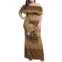 Cowboy Christmas Family Matching Off Shoulder Maxi Dress and Hawaiian Shirt Giddy Up Jingle Horse Brown Version - Wonder Print Shop