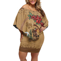Cowboy Christmas Family Matching Off Shoulder Short Dress and Hawaiian Shirt Giddy Up Jingle Horse Brown Version - Wonder Print Shop