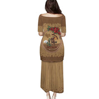 Cowboy Christmas Family Matching Puletasi and Hawaiian Shirt Giddy Up Jingle Horse Brown Version - Wonder Print Shop