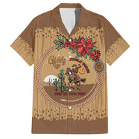 Cowboy Christmas Family Matching Short Sleeve Bodycon Dress and Hawaiian Shirt Giddy Up Jingle Horse Brown Version - Wonder Print Shop