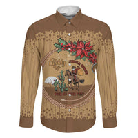 Cowboy Christmas Family Matching Short Sleeve Bodycon Dress and Hawaiian Shirt Giddy Up Jingle Horse Brown Version - Wonder Print Shop