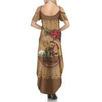 Cowboy Christmas Family Matching Summer Maxi Dress and Hawaiian Shirt Giddy Up Jingle Horse Brown Version - Wonder Print Shop