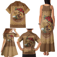 Cowboy Christmas Family Matching Tank Maxi Dress and Hawaiian Shirt Giddy Up Jingle Horse Brown Version - Wonder Print Shop