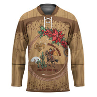 Cowboy Christmas Hockey Jersey Giddy Up Jingle Horse Brown Version - Wonder Print Shop