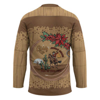 Cowboy Christmas Hockey Jersey Giddy Up Jingle Horse Brown Version - Wonder Print Shop