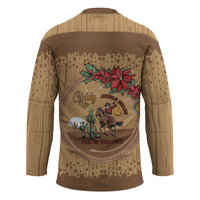 Cowboy Christmas Hockey Jersey Giddy Up Jingle Horse Brown Version - Wonder Print Shop