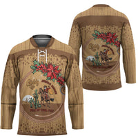 Cowboy Christmas Hockey Jersey Giddy Up Jingle Horse Brown Version - Wonder Print Shop