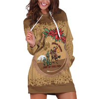 Cowboy Christmas Hoodie Dress Giddy Up Jingle Horse Brown Version - Wonder Print Shop