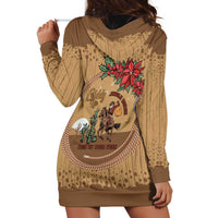 Cowboy Christmas Hoodie Dress Giddy Up Jingle Horse Brown Version - Wonder Print Shop