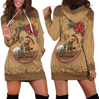 Cowboy Christmas Hoodie Dress Giddy Up Jingle Horse Brown Version - Wonder Print Shop