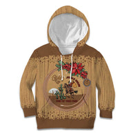 Cowboy Christmas Kid Hoodie Giddy Up Jingle Horse Brown Version - Wonder Print Shop