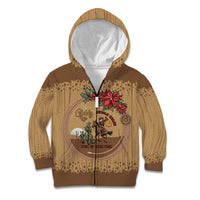 Cowboy Christmas Kid Hoodie Giddy Up Jingle Horse Brown Version - Wonder Print Shop