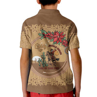 Cowboy Christmas Kid Polo Shirt Giddy Up Jingle Horse Brown Version - Wonder Print Shop