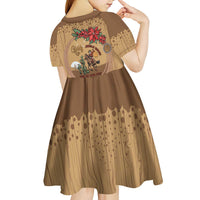 Cowboy Christmas Kid Short Sleeve Dress Giddy Up Jingle Horse Brown Version - Wonder Print Shop