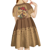 Cowboy Christmas Kid Short Sleeve Dress Giddy Up Jingle Horse Brown Version - Wonder Print Shop