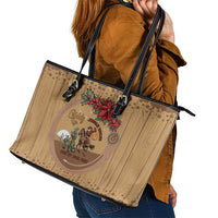 Cowboy Christmas Leather Tote Bag Giddy Up Jingle Horse Brown Version - Wonder Print Shop