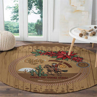 Cowboy Christmas Round Carpet Giddy Up Jingle Horse Brown Version - Wonder Print Shop
