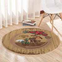 Cowboy Christmas Round Carpet Giddy Up Jingle Horse Brown Version - Wonder Print Shop