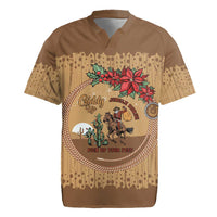 Cowboy Christmas Rugby Jersey Giddy Up Jingle Horse Brown Version - Wonder Print Shop