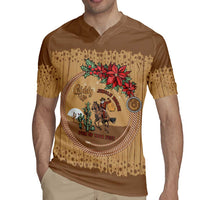 Cowboy Christmas Rugby Jersey Giddy Up Jingle Horse Brown Version - Wonder Print Shop