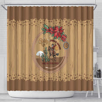 Cowboy Christmas Shower Curtain Giddy Up Jingle Horse Brown Version - Wonder Print Shop