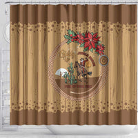 Cowboy Christmas Shower Curtain Giddy Up Jingle Horse Brown Version - Wonder Print Shop