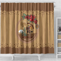Cowboy Christmas Shower Curtain Giddy Up Jingle Horse Brown Version - Wonder Print Shop