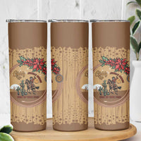 Cowboy Christmas Skinny Tumbler Giddy Up Jingle Horse Brown Version - Wonder Print Shop