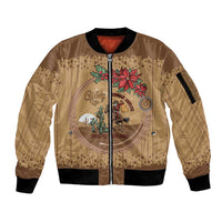 Cowboy Christmas Sleeve Zip Bomber Jacket Giddy Up Jingle Horse Brown Version - Wonder Print Shop