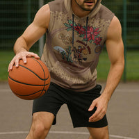 Cowboy Christmas Sleeveless Hoodie Giddy Up Jingle Horse Brown Version - Wonder Print Shop