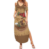 Cowboy Christmas Summer Maxi Dress Giddy Up Jingle Horse Brown Version - Wonder Print Shop