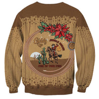 Cowboy Christmas Sweatshirt Giddy Up Jingle Horse Brown Version - Wonder Print Shop