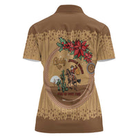 Cowboy Christmas Women Polo Shirt Giddy Up Jingle Horse Brown Version - Wonder Print Shop