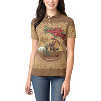 Cowboy Christmas Women Polo Shirt Giddy Up Jingle Horse Brown Version - Wonder Print Shop