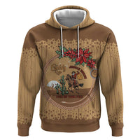Cowboy Christmas Zip Hoodie Giddy Up Jingle Horse Brown Version - Wonder Print Shop