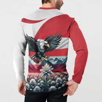 Austria Black Eagle Button Sweatshirt Edelweiss with Austrian Flag - Wonder Print Shop
