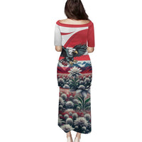 Austria Black Eagle Family Matching Puletasi and Hawaiian Shirt Edelweiss with Austrian Flag - Wonder Print Shop