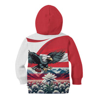 Austria Black Eagle Kid Hoodie Edelweiss with Austrian Flag - Wonder Print Shop