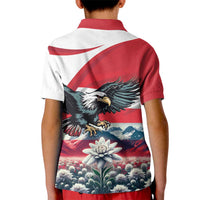 Austria Black Eagle Kid Polo Shirt Edelweiss with Austrian Flag - Wonder Print Shop