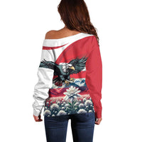 Austria Black Eagle Off Shoulder Sweater Edelweiss with Austrian Flag - Wonder Print Shop