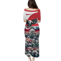 Austria Black Eagle Puletasi Edelweiss with Austrian Flag - Wonder Print Shop