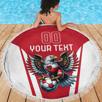 Custom Austria Football Beach Blanket Das Team With Eagle Mascot - Wonder Print Shop