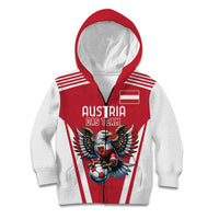Custom Austria Football Kid Hoodie Das Team With Eagle Mascot - Wonder Print Shop