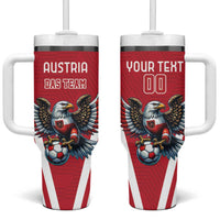 Custom Austria Football Tumbler With Handle Das Team With Eagle Mascot - Wonder Print Shop